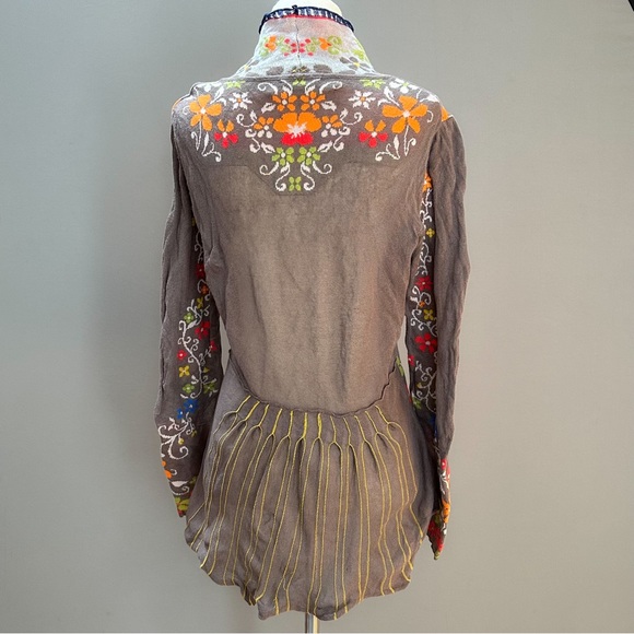 IVKO floral mocha tan and colorful floral cardigan sweater, 36, S. - Picture 2 of 6